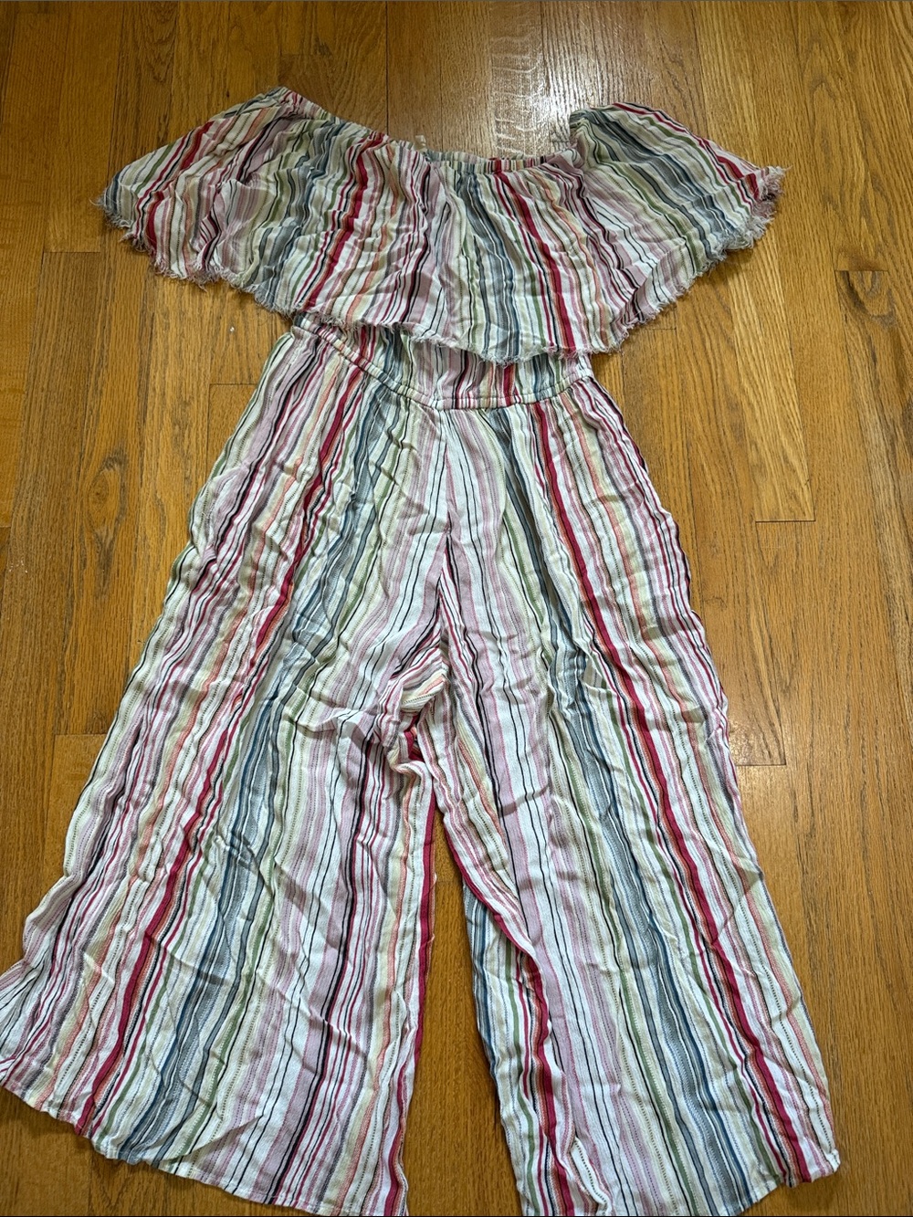 Elan Multicolor Striped Off-Shoulder Wide-Leg Jumpsuit